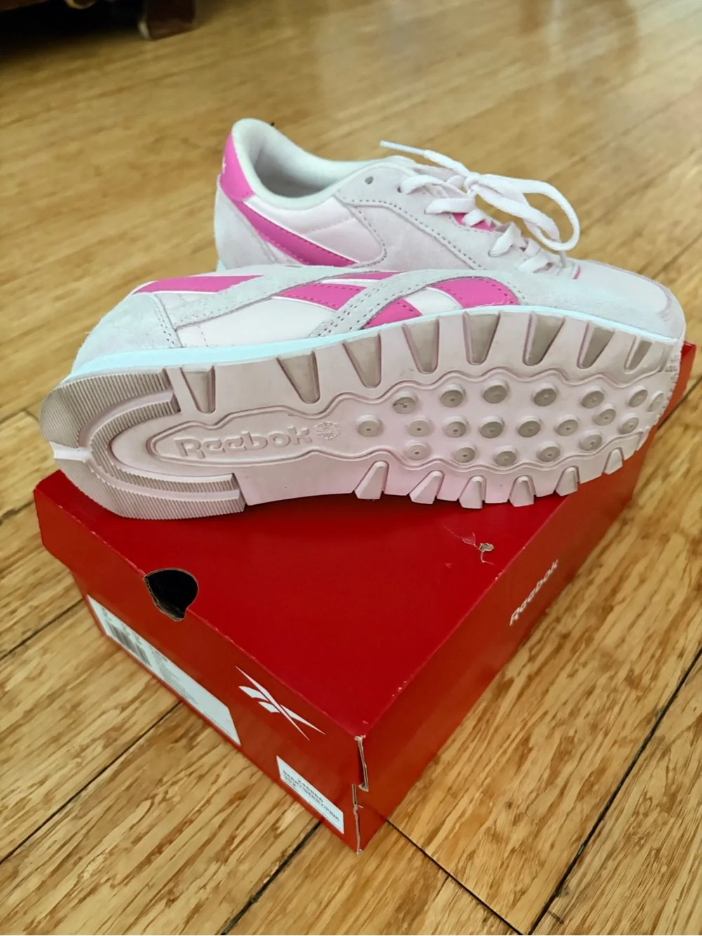 Reebok Kids Light Pink and Hot Pink Classic Runner Sneakers